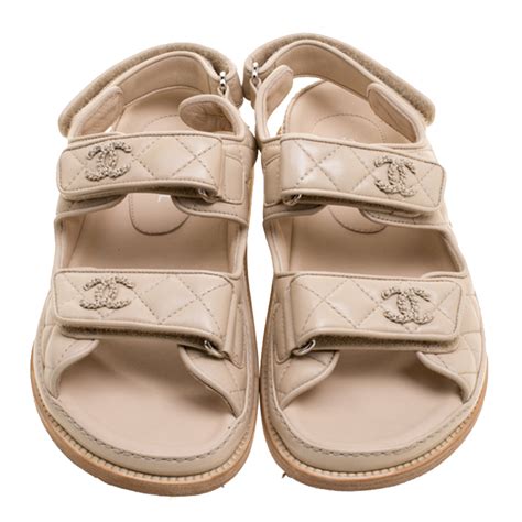 chanel beige flat sandals